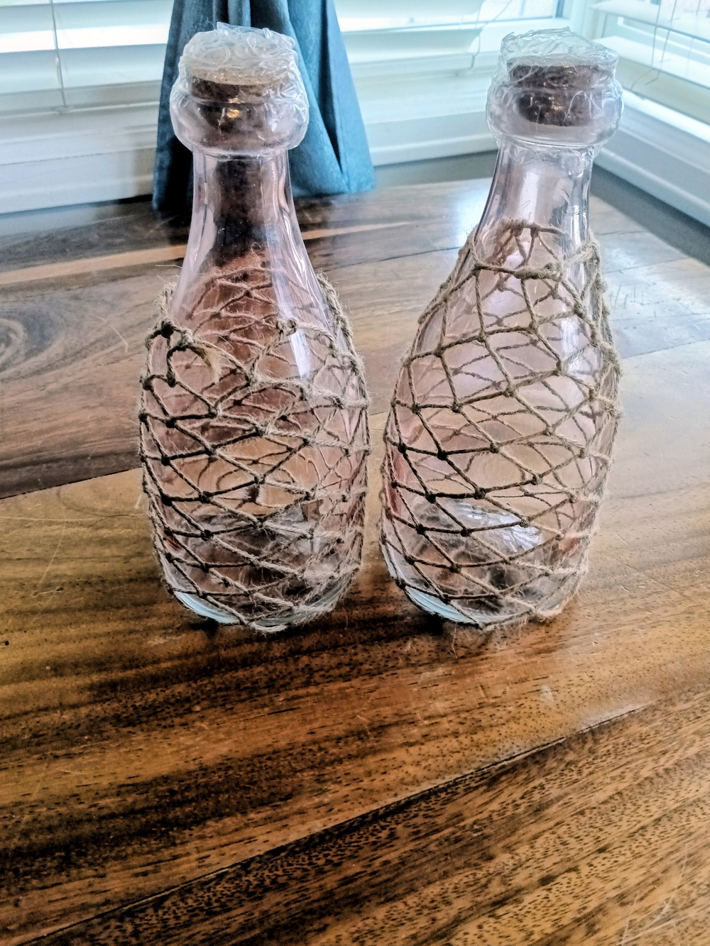 Glass Decorative Bottle with Twine Netting - Clear